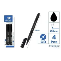 BeBasic Marker permanentny czarny 4 szt.