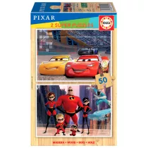 Puzzle drewniane 2 x 50 el. Auta, Iniemamocni Educa