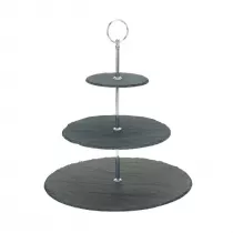 Excellent Houseware Patera kamienna 3 poziomowa z uchwytem