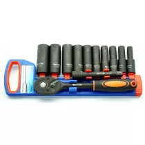 Adler Zestaw 1/2" grzechotka+nasadki udarowe dugie 12szt.