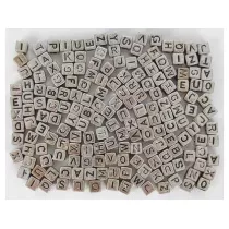 Fandy Koraliki ABC Srebrne literki 6 mm
