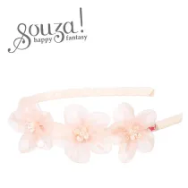 Opaska z tiulowymi rowymi kwiatami Pia