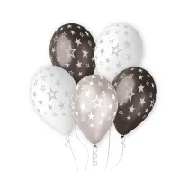 Godan Balony Premium Hel gwiazdy srebrne 33cm