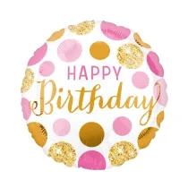 Anagram Balon foliowy Pink and gold Happy Birthday 46cm