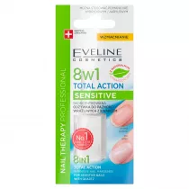 Eveline Cosmetics Nail Therapy Professional 8in1 Sensitive Total Action wzmacniajca odywka do paznokci 12 ml