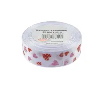 Brewis Wst��ka satynowa w serca bia�a 25mm x 22m