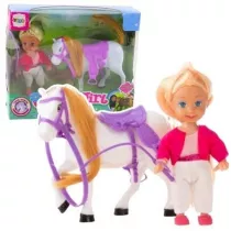 Zestaw mini laleczka z koniem LeanToys