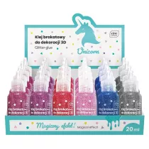 Klej do dekoracji brokatowy 20ml Unicorn (24szt)