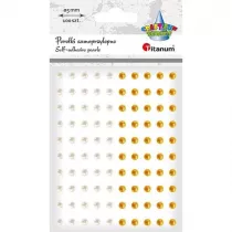 Titanum Pere�ki samoprzylepne bia�e z�ote 5mm 100 szt.