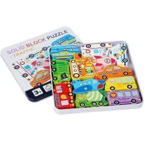 Puzzle drewniane pojazdy w metalowym pudeku Adar