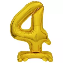 Amscan Balon foliowy mini cyfra 4 ze stopk� z�ota 22x40cm