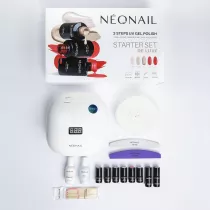 NeoNail Zestaw De Luxe Lampa LED 36W/48 LCD Display + Nail Cleaner + Acetone + Polerka 100/180 + Pilnik 100/180 + Patyczki drewniane + Tampon z waty + Top Shine Bright + Hard Base + Top Velour + Nail Polish 5x3 15 szt.