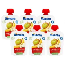 Humana Mus jabko-banan po 6. miesicu Zestaw 6 x 90 g Bio