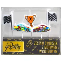 GoParty Zestaw �wieczek urodzinowych Motyw wy�cigowy