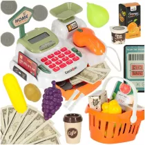 Kasa fiskalna dla dzieci supermarket sklep skaner kalkulator koszyk z akcesoriami