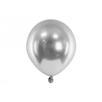 PartyDeco Balony Glossy srebrny 12cm