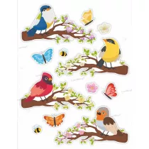 LearnHow Dekoracje okienne dwustronne - Wiosna Ptaszki 12 szt.