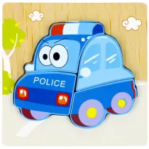 Puzzle Ukadanka drewniana 4 elementy Policja MEGA CREATIVE 500637