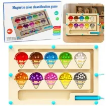 Labirynt magnetyczny drewniany sorter kolor�w LeanToys