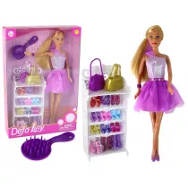 Lalka Lucy sukienka fioletowa brokat + buty LeanToys