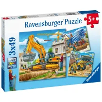 Puzzle 3x49 el. Du�e pojazdy budowlane Ravensburger