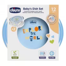 Chicco Zestaw dwch talerzy 12m+ niebieski
