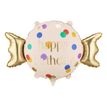 PartyDeco Balon foliowy Cukierek Happy Birthday, 61x37 cm, mix  1 op. / 1 szt.