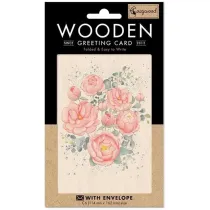Cozywood Karnet drewniany C6 + koperta R�owe piwonie
