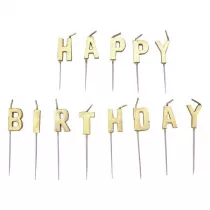 Amscan Zestaw �wieczek "happy birthday" z�ote