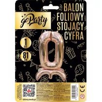 Balon foliowy stojcy 0 rose gold 81cm