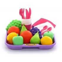 Wader-Polesie 46970 Zestaw owocw i naczy taca sztuce kubek talerzyk owoce w siatce