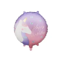 PartyDeco Balon foliowy pastylka Happy Birthday 35x35cm