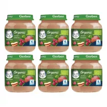 Gerber Organic Deserek jabko malina dla niemowlt po 4 miesicu Zgrzewka 6 x 125 g Bio