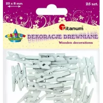 Titanum Klamerki drewniane biae 25 szt.