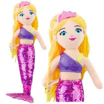 Leantoys Syrenka pluszowa ogon z cekinami fioletowa 48cm