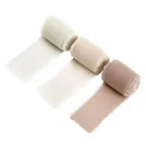 Dalprint Tasiemki szyfonowe cream beige 4 cmx5m 3 szt