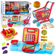 Zestaw sklepowy kasa + koszyk z dwikiem Leantoys