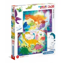 Puzzle 2 x 20 el. Supercolor. mieszne dinozaury Clementoni