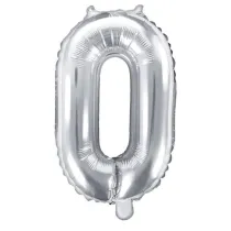 PartyDeco Balon foliowy Cyfra "0", 35cm, srebrny