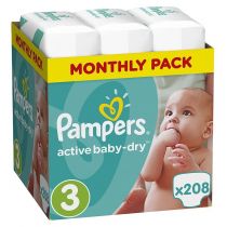 Pampers Pieluszki Midi 3 Active Baby-dry (6-10 kg) Monthly Box 208 szt.