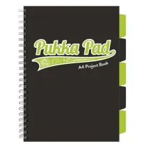 Pukka Pad Project Book A4 Black & Lime Green kratka, 80g 100 kartek