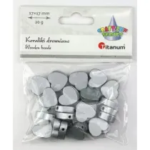 Titanum Koraliki drewniane serca paskie srebrne 17x17mm