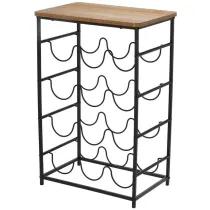 H&S Decoration Stojak na wino z brzowym blatem 40x26xh60 cm