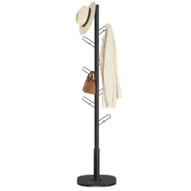 Songmics Czarny wieszak na ubrania 8 hakw 175,3 cm