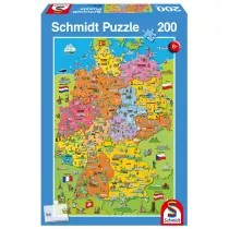 Puzzle 200 el. Ilustrowana mapa Niemiec Schmidt