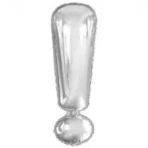 Amscan Balon foliowy znak ! Srebrny 28x86cm