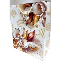 Fresh Torebka ozdobna matowa bia�e kwiaty 26x32x12cm