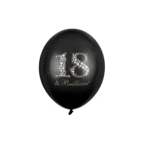 PartyDeco Balony 18 & Brilliant Pastel Black 30cm