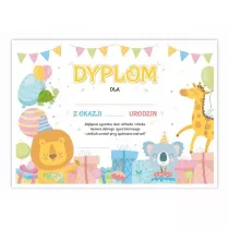 LearnHow Dyplom A4 urodzinowy - Weso�e zwierzaczki 5 szt.
