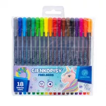 Astra Cienkopisy tr�jk�tne 0,4 mm, 18 kolor�w - Unicorn